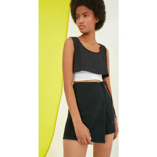 Retro Denim Shorts Skirt Women Summer 2021 Streetwear Ladies Short Skirts Jeans Casual All Match Elastic Ball Gown SaiaМини юбки