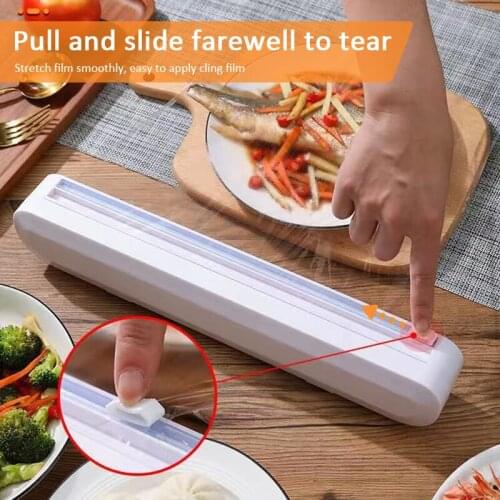 1PC Food Wrap Cutter Cling Kitchen Plastic Foil Film Wrap Storage Dispenser Cutter Durable Storage Organizer Kitchen Accessories