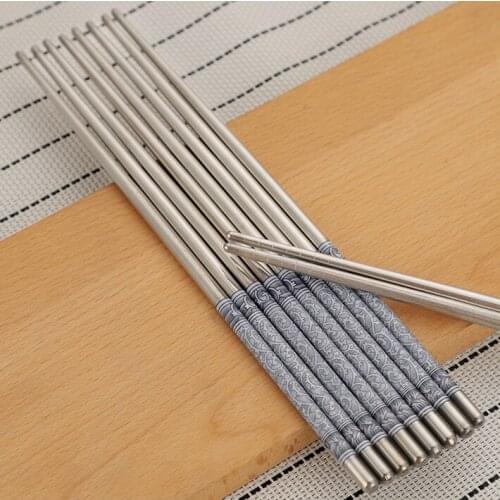 100 pairs Stainless steel blue and white porcelain chopsticks