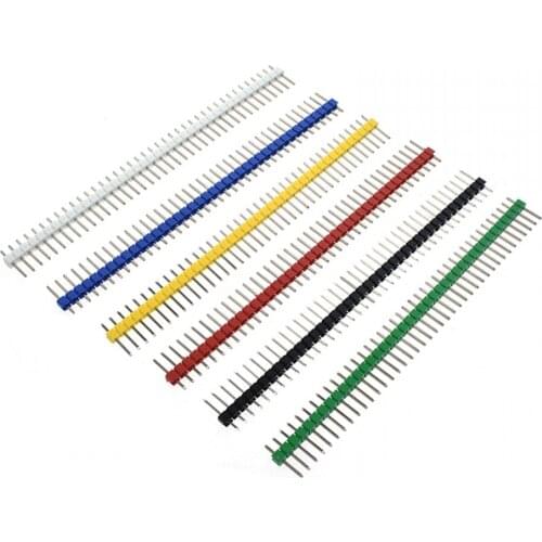 200PCS 40 pin Breakable Pin Header 2.54mm Colorful Single Row Male Header Connector Kit PCB Pin Strip for Arduino