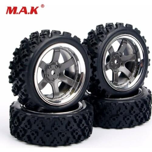 4pcs/set 1:10 RC Rubber Tires F HSP HPI RC Rally Tires Wheel Rim 1:10 Racing Off Race Car