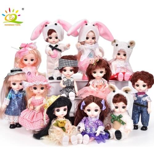 6Pcs 6inch Cute 13 Moveable Doll BJD Joint Body Ball Jointed Boneca Dolls Toys Dress Clothes Christmas Gift Girls Children Box