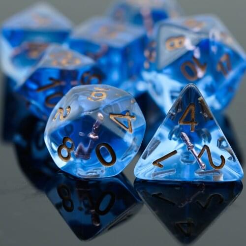 7Pcs/set Resin DND Dice Transparent D&D Dice Character Design Polyhedral Games Dice Set for Table Games MTG RPG
