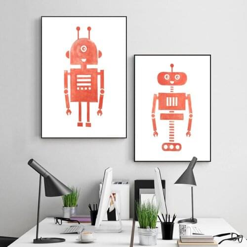 Nordic Abstract Canvas Painting Creative Robot Wall Art Posters and Print Picture Modern For Nursery Kids Baby Room Home Decor