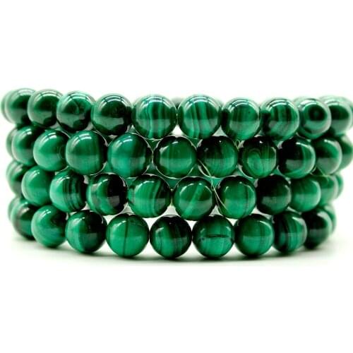 Natural Stone Malachite Bracelets Gems Stones Zambia Malachite Beads Beaded Bracelets Bangles For Women Men Jewelry