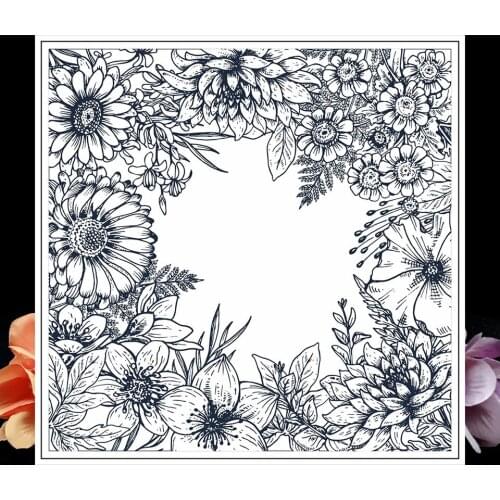 Flower Frame Transparent Clear Stamps For DIY Scrapbooking/Rubber Cilicone Stamp Kids Christmas Decoration Supplies Card Making