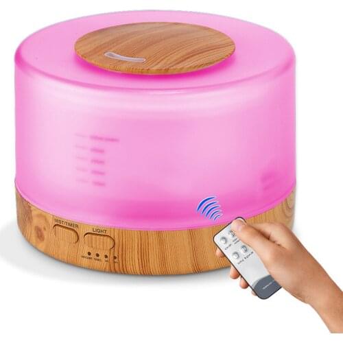 Newest Design Remote Control Essential Oil Diffuser with 7 Colors LED Light Ultrasonic Cool Mist Aroma Humidifier 500ml