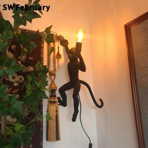 Resin Chandelier Black White Gold Rope Living Room Bedroom Study Desk Lamp Decorative Wall Lamp LED Lights