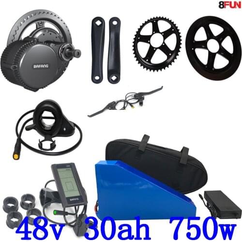 48V BBS02B BBS02 Bafang 48V 750W mid drive electric motor kit with 1000W48V 30AH Lithium Electric Bike battery use samsung cell