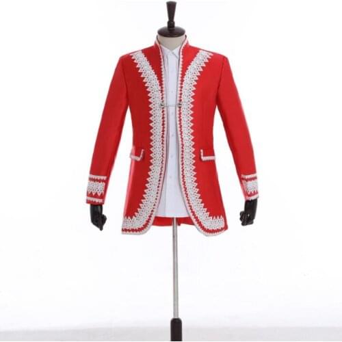 European court blazer men suits designs jacket mens stage singers clothes dance star style dress punk rock masculino homme