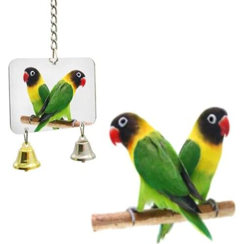 Pet Parrot Toy Drop Resistant Pet Parrot Bird Mirror Silver Acrylic Pet Toy Bird Nest Accessory