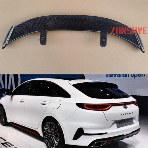 Use For KIA 2018 2019 Pro Ceed ABS Plastic Carbon Fiber Look Hatchback SUV Roof Rear Wing Body Kit Accessories