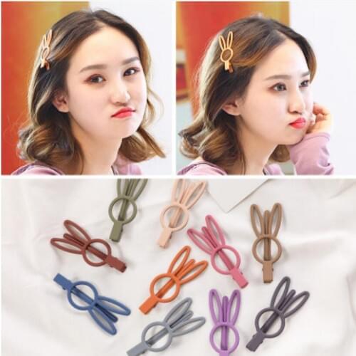 1PC Cute Candy Color Sweet Hair Clips Women Girls Hairpins Kawaii Rabbit Ear Barrettes for Kids Hair Accessories Korea T0531