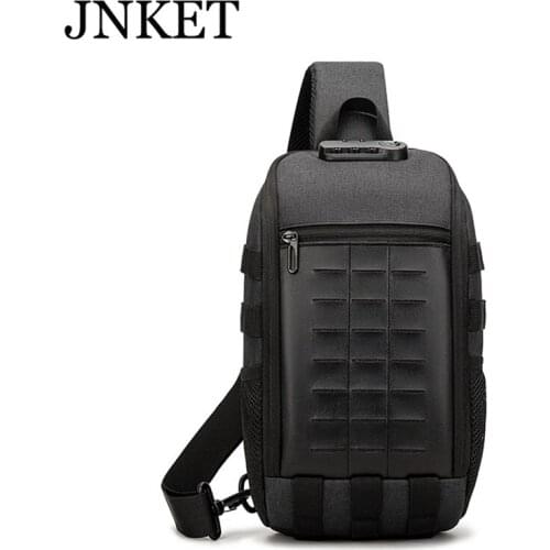JNKET New Fashion Mens Chest Bag Theft Proof Shoulder Bag Waterproof Oxford Multifunctional Sling Bag Casual Crossbody Bag