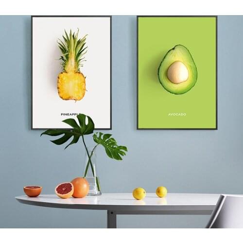 Fruits Pictures Avocado Pineapple Strawberry Kiwi Posters for Kitchen Dining Living Room Prints Nordic Painting Art Home Decor