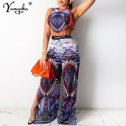 Sexy print tank top jumpsuit women summer two piece party club outfits bodys bodysuit bodycon jumpsuits womens jumpsuit overalls