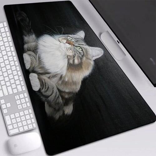 2020 Cute Cat Mouse Pad Gamer Desk Mat Large M/L/XL/XXL with Black Background Printed Mat Game Accessories Mice Pad Desk Mat