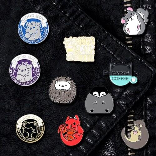 Creative Trendy Cartoon Animal Text Oil Drop Brooch Pin Denim Bag Gift For Friends Men Women Fashion Jewelry Clothes Decoration