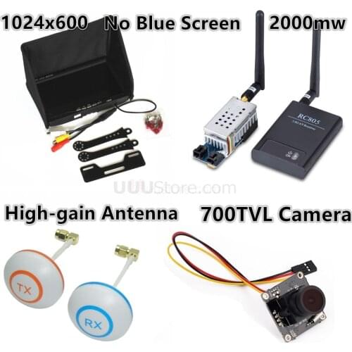 AIO RC FPV Combo System 5.8Ghz 2000mw Transmitter RC805 Receiver 1024x600 Monitor L Antenna 700TVL Camera FPV Quadcopter Drone