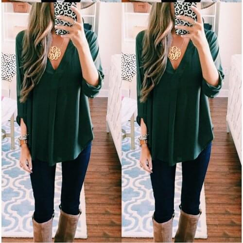 Summer Casual Maternity Chiffon Blouses Deep V-neck Loose Pregnant Long Shirts Long Sleeve Pregnancy Clothing Tops 8 Colors