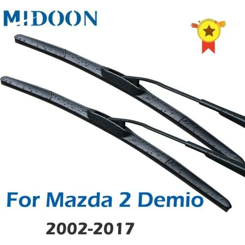 MIDOON Wiper Blades for Mazda 2 Demio Fit Hook Arms 2003 2004 2005 2006 2007 2008 2009 2010 2011 2012 2013 2014 2015 2016 2017