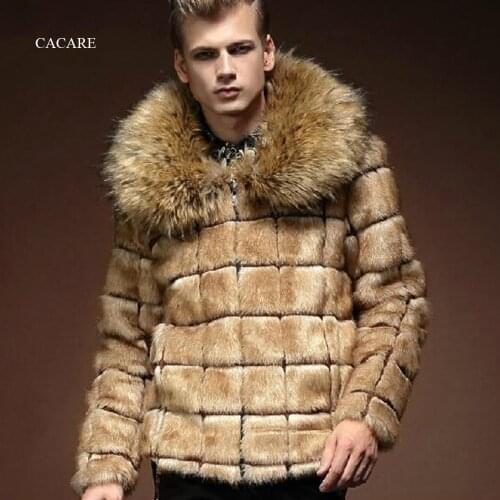 Faux Fur Jacket Men Shaggy Fake Fur Coat Male Fashion England Style Jacket Windbreaker F0431 M-3XL Plus Size