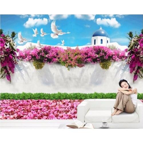 Custom mural photo 3d room wallpaper Romantic flower wall castle background wall painting 3d wall murals wallpaper for wall 3 d