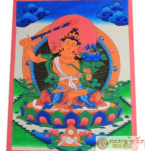 Nepal hand-painted thangka Manjusri bodhisattva figure of Buddha that hang a picture Not framed