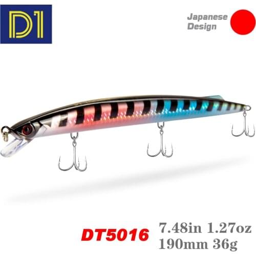 D1 New Minnow Fishing Lure 190mm 36g Trolling Sinking Depth 0.6-0.9m Hard Baits Long Casting Jerkbait Seawater For Seabass Tuna