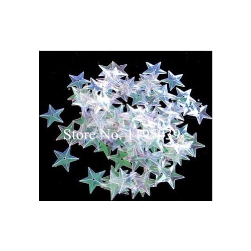 50g/lot 15mm Star Sequins Cup Loose Paillettes Wedding Crafts Kids DIY Accessories With 1 Middle Hole Transparent White AB