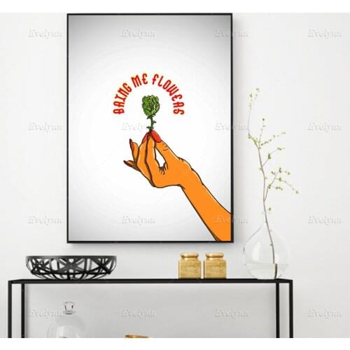 Bring Me Flowers Quotes Posters And Prints Nordic Graffiti Wall Art Canvas Painting Home Decor Modular Pictures For Living Room