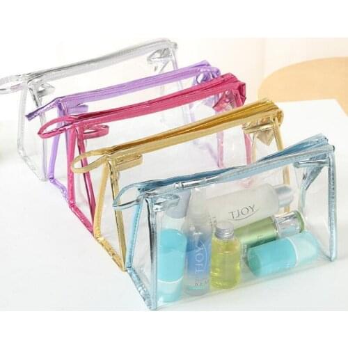 Clear Waterproof Makeup Bags Fashion Women Transparent Cosmetic Bag Travel Storage Bags 5 Colors LX7636