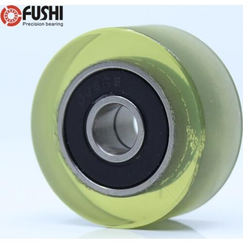 PU 608 bearing 8*32*14 mm Shaft 8mm PU Pulley Roller With Two Bearings low noise Polyurethane Guiding Wheel Pinch Roller