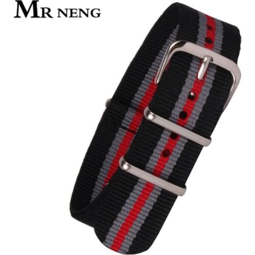 MR NENG Multi Colors Black Grey Red 18mm Army Military Bracelet Nato watch strap belt Nylon Woven Fiber 18 mm Buckle nato strap
