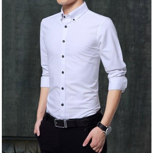 Men Casual Long Sleeved Solid Shirt Slim Fit Male Social Business Dress Shirt Brand Men Clothing Soft Comfortable Comfortable