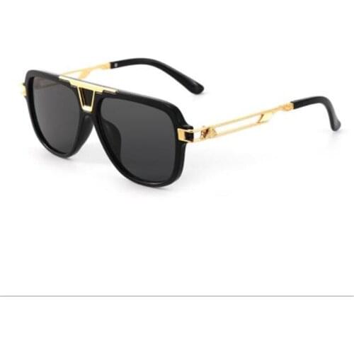 New style woman sunglasses Metallic gold hollow temples Big face color mirror Mens and womens casual glasses