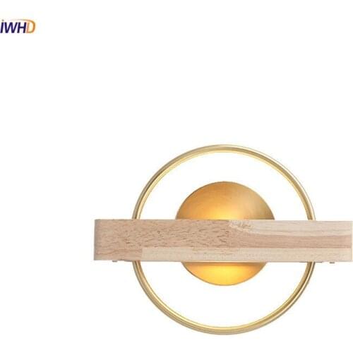 Modern Nordic Wall Lamps Wooden Copper Wall Lights Creative Wandlamp Bedroom Light Mirror Light For Home Decoration Bar Cafe