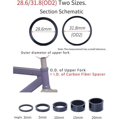 MTB Road Bike Bicycle Headset Stem Carbon Fiber Washer 1-1/8" 28.6mm 1-1/4" 31.8mm OD2 Stem Front Fork Adjustment Spacer