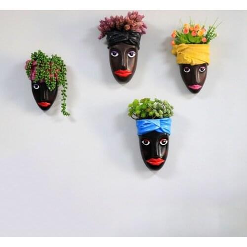 Home Decoration Human Face Creative Flower Pot Imitation Plants Planters for Succulents Hanging Planter Wall Hanging Plant Pot