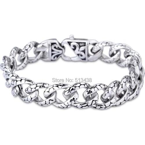 8.66'' 13mm stainless steel high quality vintage curb chain bracelet Mens Fashion gifts