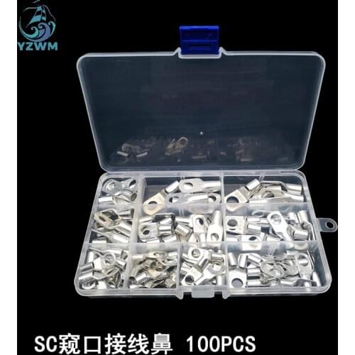 YZWM 100pcs SC Series Peep Copper Nose Copper Terminal SC35 Box Type Crimping Terminal Wire Connector Crimping Head