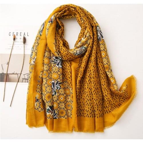 Ginger Flower Long Shawl Hijab Women Soft Viscose Scarf Classic Female Leopard Thin Blanket Wrap NEW
