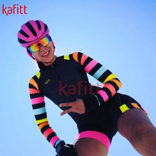 Kafitt New Ladies Long Sleeve Cycling Jersey Sportswear Macaquinho GO Sexy Tight Cycling Jersey Jumpsuit Cycling Suit Set