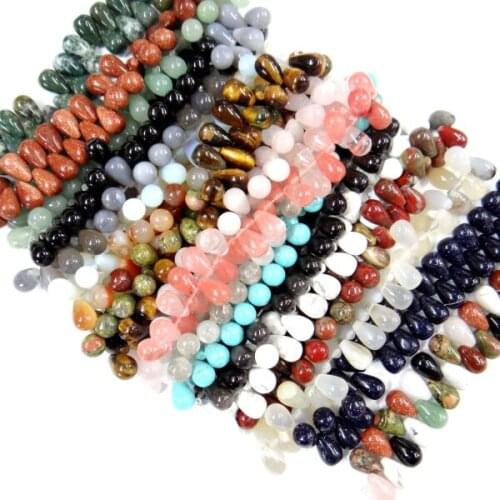 10*12mm natuursteen Rozenkwarts agaat Opaal Facet water drop spacer kralen voor Diy Sieraden Maken Armband ketting 30 PCS