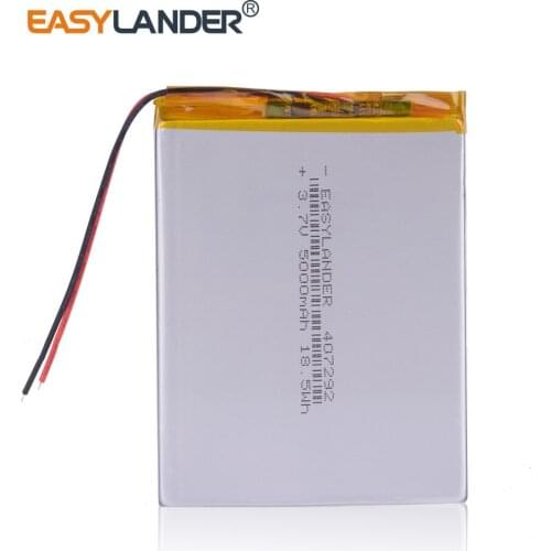10pcs/Lot 407292 3.7V 5000mAh Polymer Li-ion Battery For Tablet PC iPAQ E-Book DVD Consumer electronics safety 407090