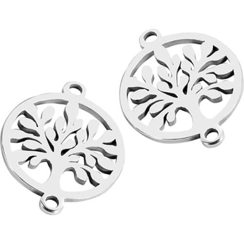 10pcs/lot Tree of Life Bracelets Connectors Stainless Steel Charm Connector DIY Bracelet Jewelry Making Accessories 13.5X17.5mm