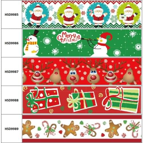 10yard Merry Christmas Colorful Cartoon Grosgrain Ribbon Accessory Hairbow Headwear Decoration DIY Wholesale OEM 38MM 75MM