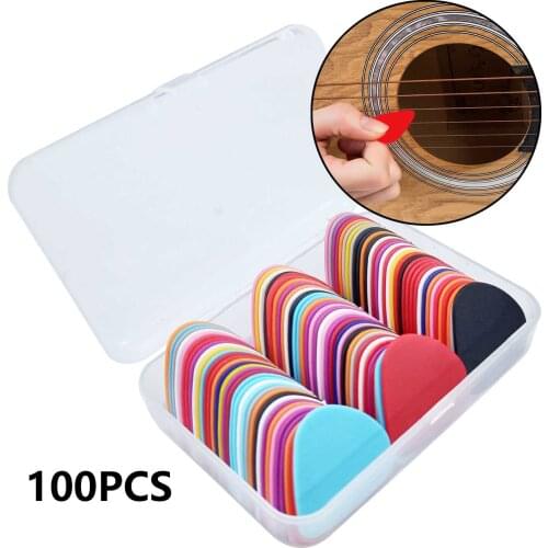 100Pcs/set Guitar Picks High Quality Pick Electric Bass Plectrum Acoustic Guitar Accessories Thickness 0.46/0.75/1mm With Box