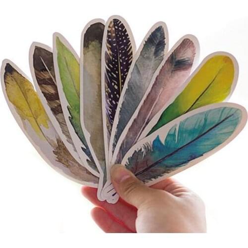 12packs/lot Nature flying feather paper bookmark Original gift book mark set School Stationery Office supplies G116