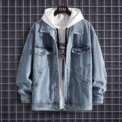 2021 fashion trend brand denim jacket spring and autumn simple retro style loose casual regular mens jacket